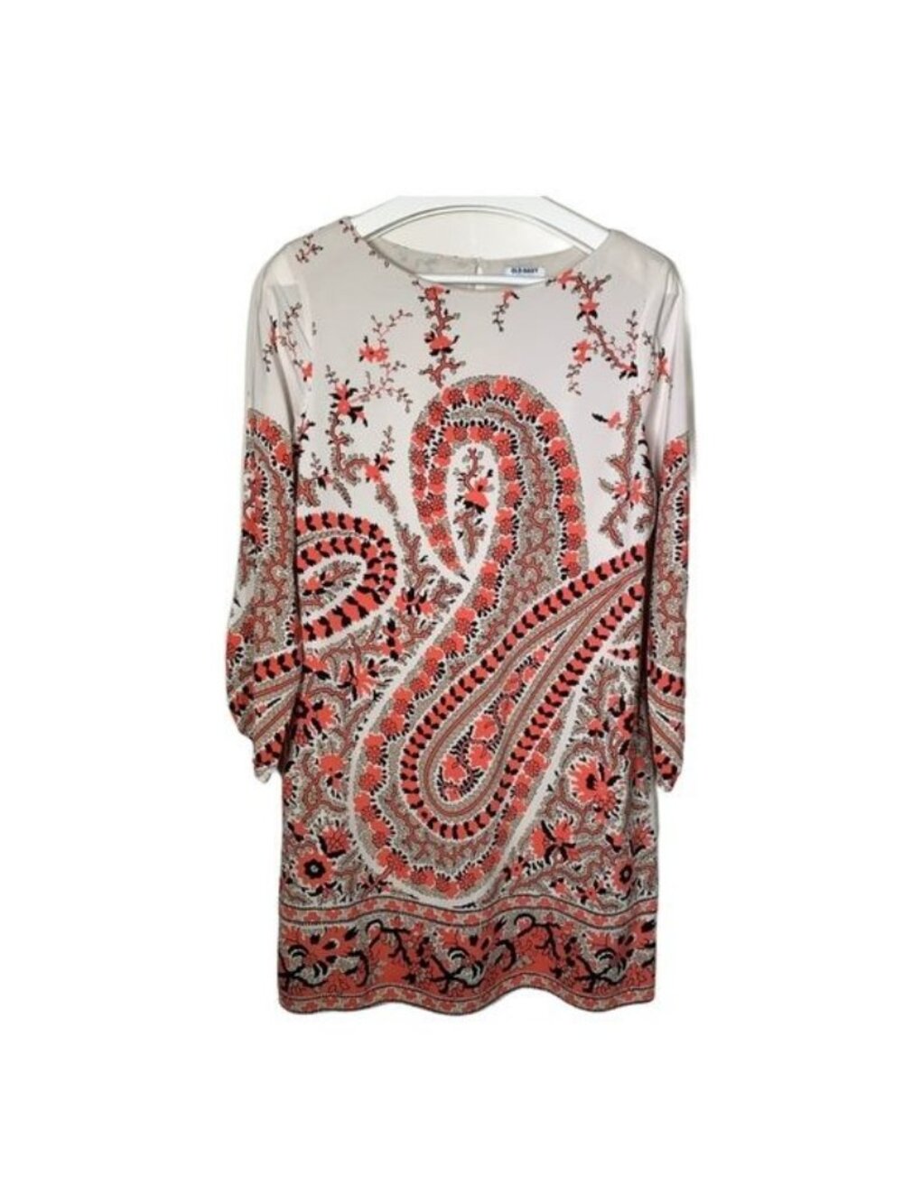 Old Navy Women’s Medium Paisley Floral Shift Mini Dress Tan Orange Fall Casual